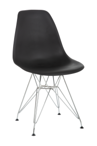Cadeira Fixa Eiffel Cromada - Preta